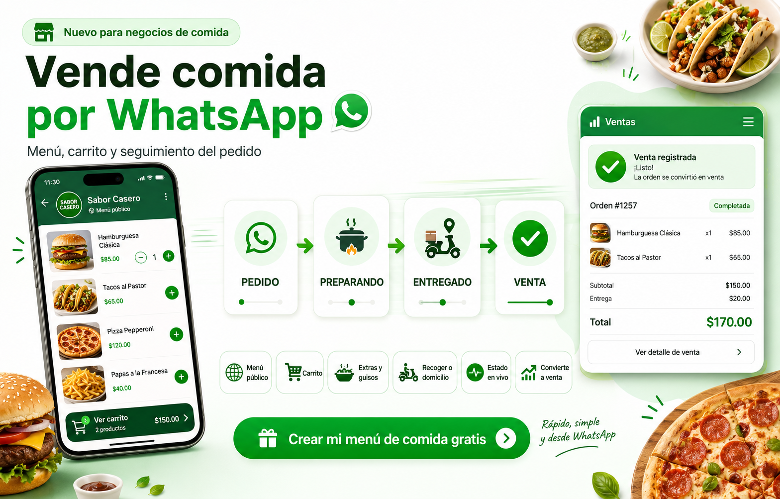 Menu de comida por WhatsApp Ventas Pro Lite
